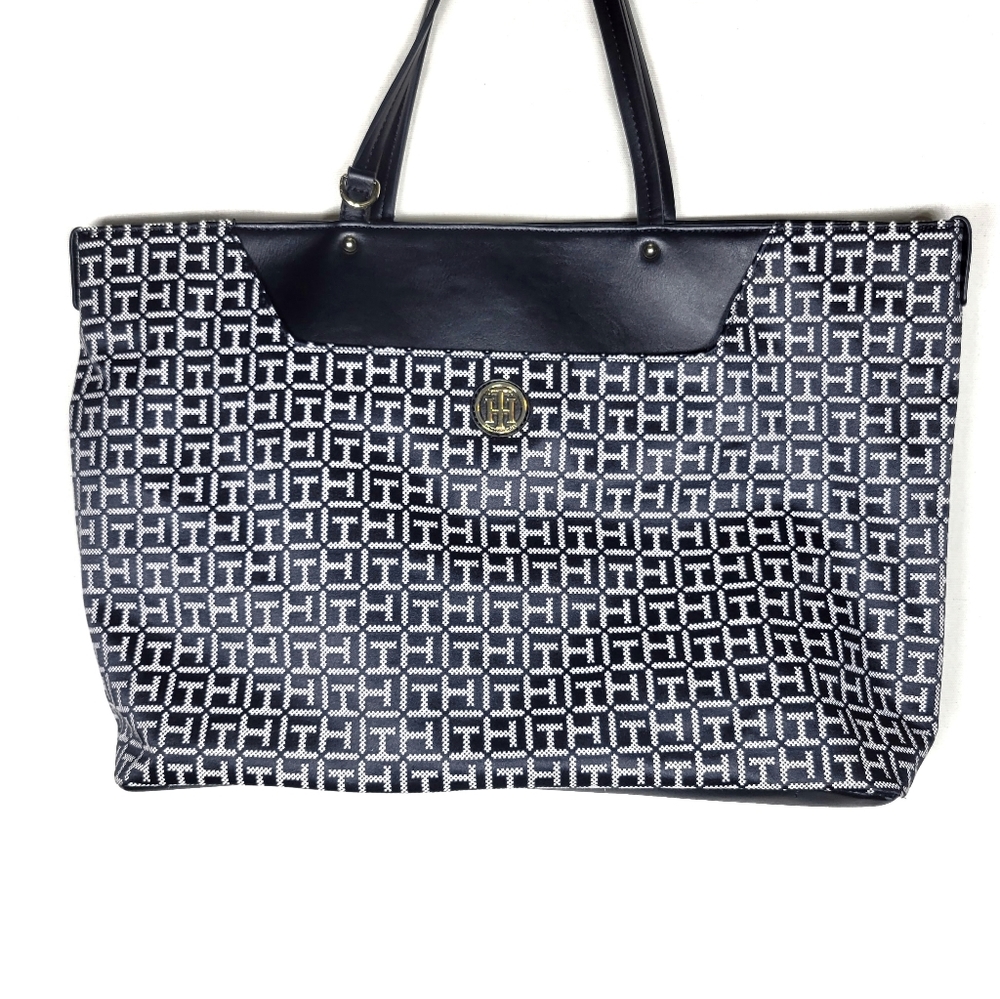 Like new Tommy Hilfiger navy blue purse print tote bag large